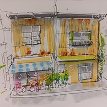 Mon projet du cours : Esquisses d'architecture expressives aux feutres de couleur. Een project van  Schetsen,  Tekening,  Architecturale illustratie, Sketchbook y  Illustratie met inkt van Céline Dubost - 21.02.2023