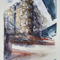My project for course: Architectural Sketching with Watercolor and Ink. Sketching, Drawing, Watercolor Painting, Architectural Illustration, Sketchbook & Ink Illustration project by martina.vondrova - 02.23.2023