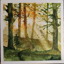 Mój projekt z kursu: Oniryczne pejzaże akwarelą: maluj światłem. Pintura, e Pintura em aquarela projeto de mirka_piechocka - 25.02.2023