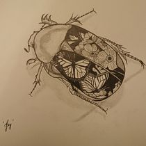 El escarabajo. Pencil Drawing, Drawing, Artistic Drawing, and Naturalistic Illustration project by Sandrine Jankowski - 02.26.2023