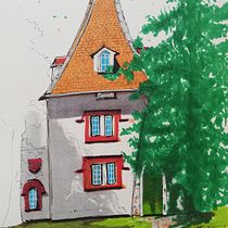 My project for course: Expressive Architectural Sketching with Colored Markers. Een project van  Schetsen,  Tekening,  Architecturale illustratie, Sketchbook y  Illustratie met inkt van Aniko Szedlak - 26.02.2023