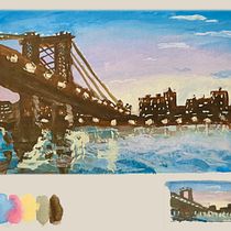 Williamsburg Bridge. Een project van  Beeldende kunst, Schilderij,  Schetsen,  Architecturale illustratie, Sketchbook y Schilderen met gouache van mumblemcmary - 26.02.2023