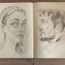Mi proyecto del curso: Cuaderno de retratos a línea con grafito. Artes plásticas, Esboçado, Desenho, Desenho de retrato, e Sketchbook projeto de palopez_cia - 26.02.2023