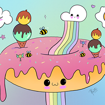 My donut world. Character Design, Digital Illustration, and Traditional illustration project by IPSITA BARAL - 02.28.2023