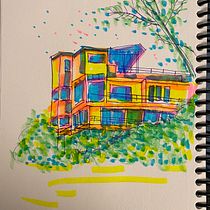 My project for course: Expressive Architectural Sketching with Colored Markers. Sketching, Drawing, Architectural Illustration, Sketchbook & Ink Illustration project by Yael Jacobi - 03.01.2023