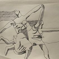 Deux femmes courant sur la plage de Picasso, interprétations. Projekt z dziedziny Design, Trad, c, jna ilustracja,  Sztuki piękne,  Malarstwo, Kreat, wność, Kreat, wne zabaw, z dziećmi i Sketchbook użytkownika bonneaucath - 01.03.2023
