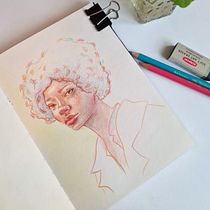 My project for course: Vibrant Portrait Drawing with Colored Pencils. Desenho, Desenho de retrato, Sketchbook, e Desenho com lápis de cor projeto de Natalia Santana Faria - 01.03.2023