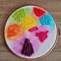 My project for course: Embroidery and Watercolor Basic Techniques. Painting, Watercolor Painting, Embroider, Textile Design, Arts, and Crafts project by Faheema Abdul Kader - 03.01.2023