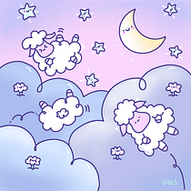 My project for course, my dreamy sheeps by Gabs. Character Design, and Digital Illustration project by gabriela ruiz - 03.02.2023