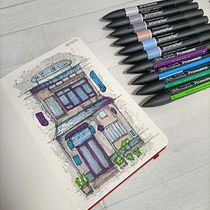 My project for course: Expressive Architectural Sketching with Colored Markers. Sketching, Drawing, Architectural Illustration, Sketchbook & Ink Illustration project by Alice Piran - 03.03.2023