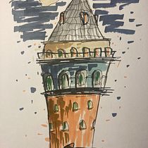 My project for course: Expressive Architectural Sketching with Colored Markers. Sketching, Drawing, Architectural Illustration, Sketchbook & Ink Illustration project by burburias - 03.04.2023