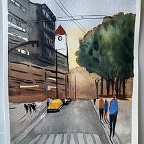 My project for course: Urban Landscapes in Watercolor. Een project van  Beeldende kunst, Aquarelschilderen y  Architecturale illustratie van jerome_you - 05.03.2023