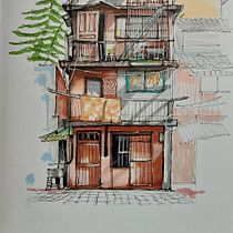 My project for course: Expressive Architectural Sketching with Colored Markers. Sketching, Drawing, Architectural Illustration, Sketchbook & Ink Illustration project by alexcujazz - 03.05.2023