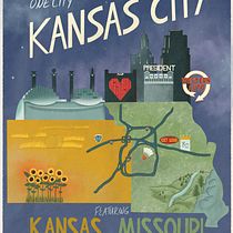 Kansas City Poster Final Project: Analog-Style Digital Illustration with Procreate. Projekt z dziedziny Ilustracja c, frowa, Trad, c, jna ilustracja i Design użytkownika Dani Ramsey - 05.03.2023