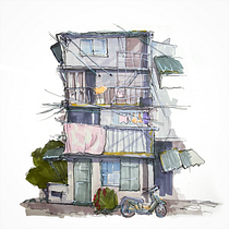 Mein Abschlussprojekt für den Kurs: Expressive Architekturskizzen mit Markern. Sketching, Drawing, Architectural Illustration, Sketchbook & Ink Illustration project by janosch_reiter - 03.05.2023