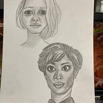 Meu projeto do curso: Caderno de retratos: explore o rosto humano. Un proyecto de Bocetado, Dibujo, Dibujo de Retrato, Dibujo artístico y Sketchbook de Camila Garcia - 05.03.2023
