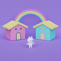 Kawaii Setting in 3D. Character Design, Digital Illustration, Traditional illustration, 3D, 3D Modeling, and 3D Design project by DANUCA ART - 03.05.2023