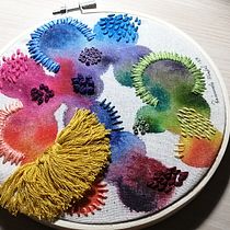 My project for course: Embroidery and Watercolor Basic Techniques. Painting, Watercolor Painting, Embroider, and Textile Design project by Verena Remmele - 03.06.2023