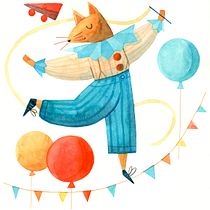 The Marvellous Circus Cat! - Imaginative Character Illustration with Watercolor Final Project. Character Design, Painting, Drawing, Watercolor Painting, and Children's Illustration project by Emma Thrussell - 03.07.2022