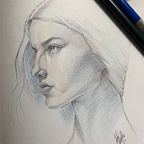Mi proyecto del curso: Dibujo de retratos llamativos con lápices de colores. Desenho, Desenho de retrato, Sketchbook, e Desenho com lápis de cor projeto de Leonardo Sevilla - 07.03.2023