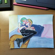 Mi proyecto del curso: Dibujo expresivo de la figura humana: explora formas y colores. Fine Arts, Pencil Drawing, Drawing, Portrait Drawing, Realistic Drawing, Figure Drawing, and Gouache Painting project by Alicia González Carnero - 03.07.2023
