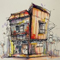 My project for course: Expressive Architectural Sketching with Colored Markers. Sketching, Drawing, Architectural Illustration, Sketchbook & Ink Illustration project by chillfall - 03.08.2023