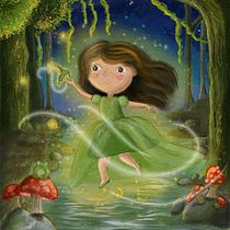 Campanita, siendo una Ninfa. Ilustração tradicional, Ilustração digital, Ilustração infantil, Pintura digital, e Álbum ilustrado projeto de Yasmin Conde Solares - 07.03.2023