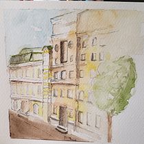 My project for course: Architectural Sketching with Watercolor and Ink. Esboçado, Desenho, Pintura em aquarela, Ilustração arquitetônica, Sketchbook e Ilustração com tinta projeto de tamara_rose_1 - 08.03.2023