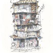My project for course: Expressive Architectural Sketching with Colored Markers. Sketching, Drawing, Architectural Illustration, Sketchbook & Ink Illustration project by mille_southpacific - 03.05.2023