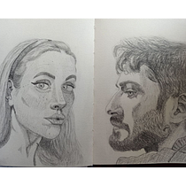 My project for course: Graphite Line Drawing for Portrait Sketchbooking. Artes plásticas, Esboçado, Desenho, Desenho de retrato, e Sketchbook projeto de andrea_ramani87 - 11.03.2023