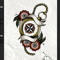 Mi proyecto del curso: Diseño de tatuajes estilo old school en Procreate. Projekt z dziedziny Trad, c, jna ilustracja,  R, sunek, Ilustracja c, frowa i Projektowanie tatuaż użytkownika Baby Doll - 12.03.2023