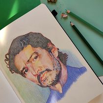 Mi proyecto del curso: Dibujo de retratos llamativos con lápices de colores. Desenho, Desenho de retrato, Sketchbook, e Desenho com lápis de cor projeto de Karla H. Poblete - 12.03.2023