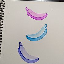 🍌 banana. Watercolor Sketching for Beginners. Traditional illustration, Sketching, Creativit, Drawing, Watercolor Painting, and Sketchbook project by Julia Sycheva - 03.12.2023