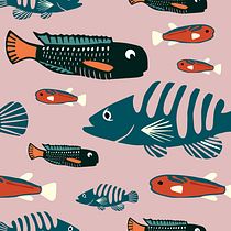 Meu projeto do curso: Design de estampa para superfície têxtil com Photoshop. Un projet de Illustration traditionnelle, Création de costumes, Création de motifs, St, lisme et Illustration numérique de Giovana Bueno - 13.03.2023