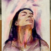 My project for course: Experimental Portraiture: Fusing Oil, Acrylic, and Spray Paint. Fine Arts, Painting, Acr, lic Painting, and Oil Painting project by vmbluedragonfly - 03.14.2023