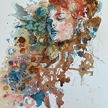 Mi proyecto del curso: Retrato experimental con tinta, alcohol y té. Artes plásticas, Pintura, Desenho e Ilustração com tinta projeto de carmen_dmc - 15.03.2023