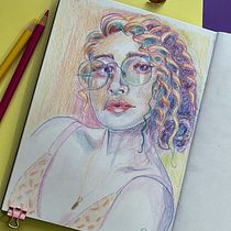 Mon projet du cours : Dessin de portraits expressifs aux crayons de couleur . Desenho, Desenho de retrato, Sketchbook, e Desenho com lápis de cor projeto de Anne-Laure Grimaud - 16.03.2023