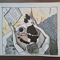 Il mio progetto del corso: Illustrazione con tecniche manuali di tratteggio e dripping. Un progetto di Character design, Belle arti, Pittura, Pittura ad acquerello, Disegno di ritratti e Disegno artistico di taffylux76 - 17.03.2023