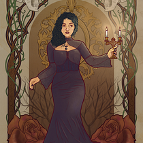 Meu projeto do curso: Retrato ilustrado com estilo art nouveau. Ilustração tradicional, Artes plásticas, Ilustração digital, Desenho de retrato, Desenho artístico, Desenho digital, e Pintura digital projeto de Mariana Menezes - 10.03.2023