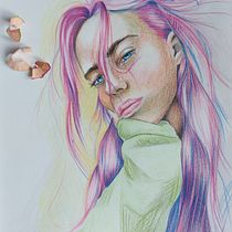 Mi proyecto del curso: Dibujo de retratos llamativos con lápices de colores. Drawing, Portrait Drawing, Sketchbook, and Colored Pencil Drawing project by sruizg83 - 03.18.2023