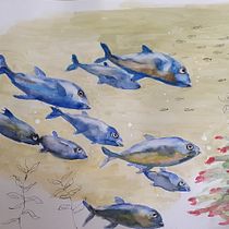 Il mio progetto del corso: Illustrazione di universi marini ad acquerello. Un projet de Illustration traditionnelle, Peinture, Aquarelle et Illustration naturaliste de Milena Carli - 21.03.2023