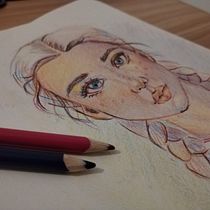 Mi proyecto del curso: Dibujo de retratos llamativos con lápices de colores. Drawing, Portrait Drawing, Sketchbook, and Colored Pencil Drawing project by bethysworkshop - 03.05.2023