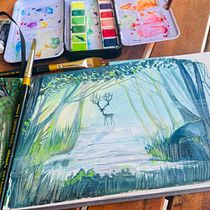 My project for course: Fantasy Landscapes with Watercolor & Gouache. Un progetto di Belle arti, Pittura, Pittura ad acquerello, Illustrazione naturalistica e Pittura gouache di Emilyn Amachi Faine - 19.03.2023