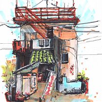 My first project for course: Expressive Architectural Sketching with Colored Markers. Sketching, Drawing, Architectural Illustration, Sketchbook & Ink Illustration project by Andy Kunz - 03.23.2023