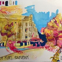 Mein Abschlussprojekt für den Kurs: Moderne Urban Sketching-Techniken in Mixed Media Ein Projekt aus dem Bereich Traditionelle Illustration, Malerei, Architektonische Illustration und Illustration mit Tinte von Sylvie Brucker - 23.03.2023