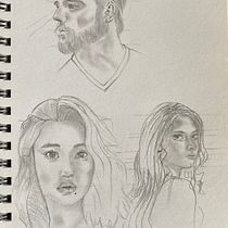 My project for course: Portrait Sketchbooking: Explore the Human Face. Un projet de Esquisse , Dessin, Dessin de portrait, Dessin artistique , et Carnet de croquis de Judy Ng - 24.03.2023
