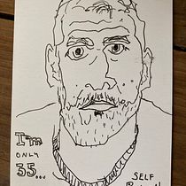 Self portrait, Felix Scheinberger’s class. Ilustração tradicional, Esboçado, Criatividade, Desenho, Pintura em aquarela, e Sketchbook projeto de phillaschmidt - 26.03.2023