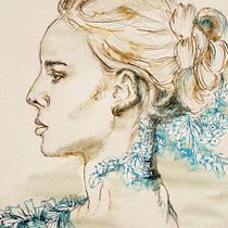 My project for course: Experimental Portraiture with Ink, Tea and Alcohol. Fine Arts, Painting, Drawing & Ink Illustration project by katharina.rutkowski - 03.27.2023