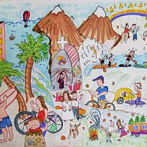 My project for course: Hand-Drawn Illustration with Layers, Colors, and Shapes. Ilustração tradicional, Pintura, Esboçado, Criatividade, e Pintura Acrílica projeto de Marguerite - 28.03.2023