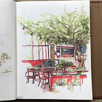 Projet du cours : Esquisses d'architecture expressives aux feutres de couleur. Een project van  Schetsen,  Tekening,  Architecturale illustratie, Sketchbook y  Illustratie met inkt van mathiwi_1 - 02.04.2023